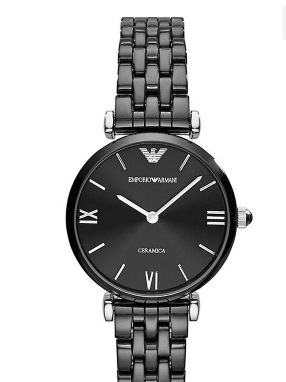 Emporio Armani Women's Black Ceramic Bracelet Watch with Silver Accents